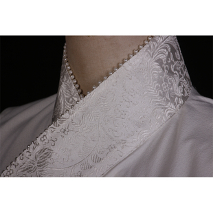 墨绯汉服白色汉服交领义领假领搭配圆领袍方领比甲珍珠金边包邮