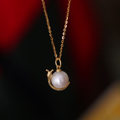 DIY珍珠配件s925韩版 纯银简约时尚 小清新蜗牛吊坠项链坠空托饰品