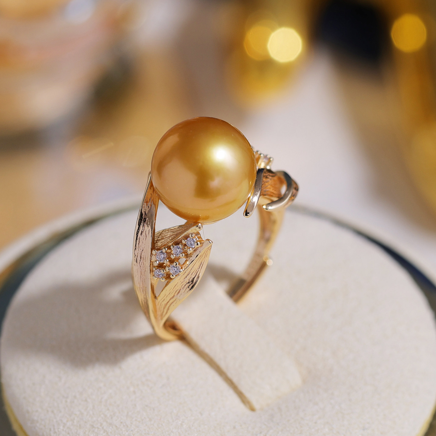 s925纯银精工时尚拉丝树叶戒指托