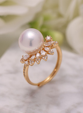 s925纯银精工豪华大气叶子戒指托