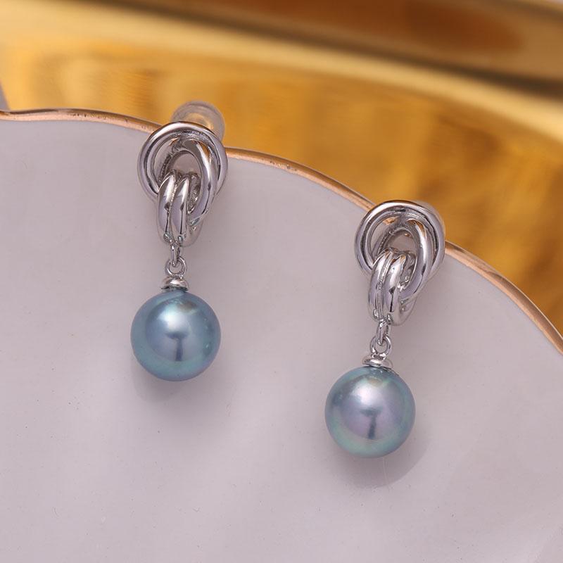 双结耳坠耳钉空托S925纯银时尚