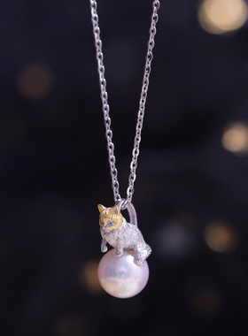 s925纯银精工小巧小猫咪吊坠配件