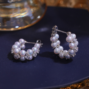 DIY珍珠配件s925银简约带硅胶养耳豆豆插式耳钉耳饰通孔空托2-4mm