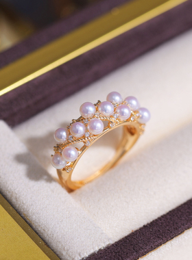 s925纯银时尚简约3-4多珠戒指托