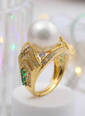 豪华戒指托开口戒925银精工复古