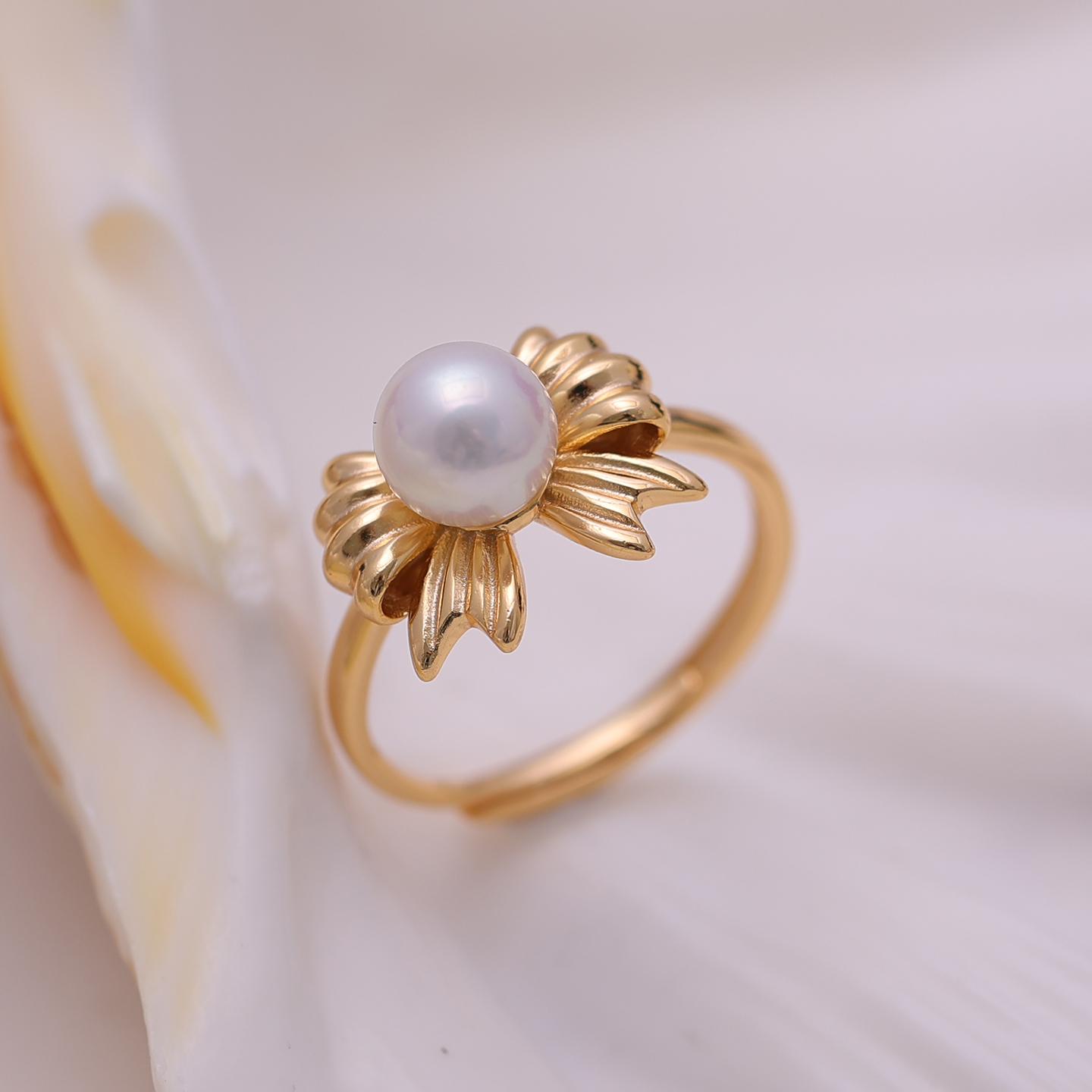 s925纯银简约时尚蝴蝶结戒指托