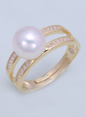 s925纯银韩版t方锆双层戒指托