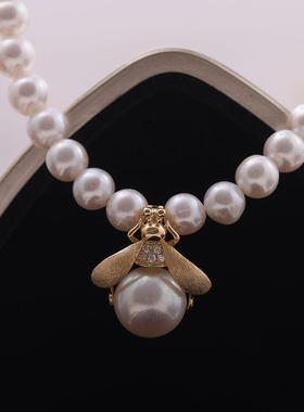 蜜蜂项链坠s925纯银麻纱工艺简约