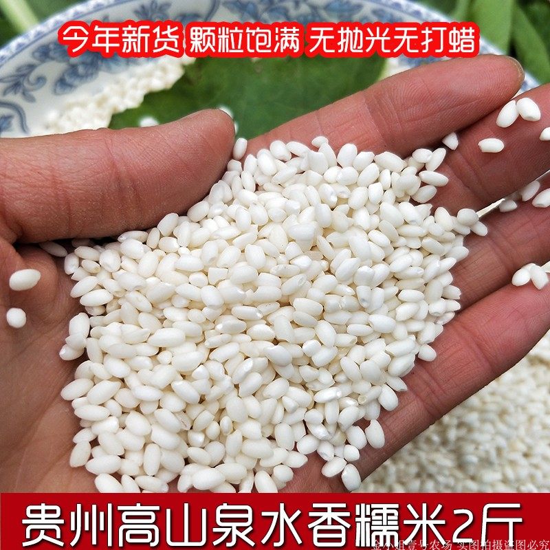 贵州食用香禾糯糯米圆粒米黎平侗乡老品种粽子梯田高山泉水2斤米