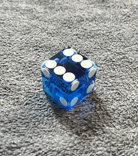 高档纯直角精准亚克力骰子19mm赌场桌游花旗骰透明蓝（1粒）