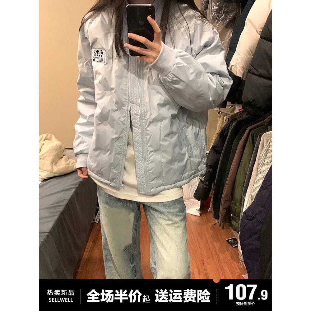 2024春秋装新款小个子蓝色夹克厚外套女早春韩系高级感棒球服棉服