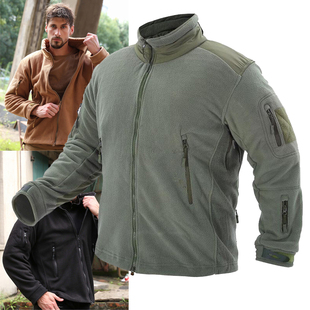 户外战术加绒保暖外套男款冬季开衫立领长袖休闲运动抓绒内胆上衣