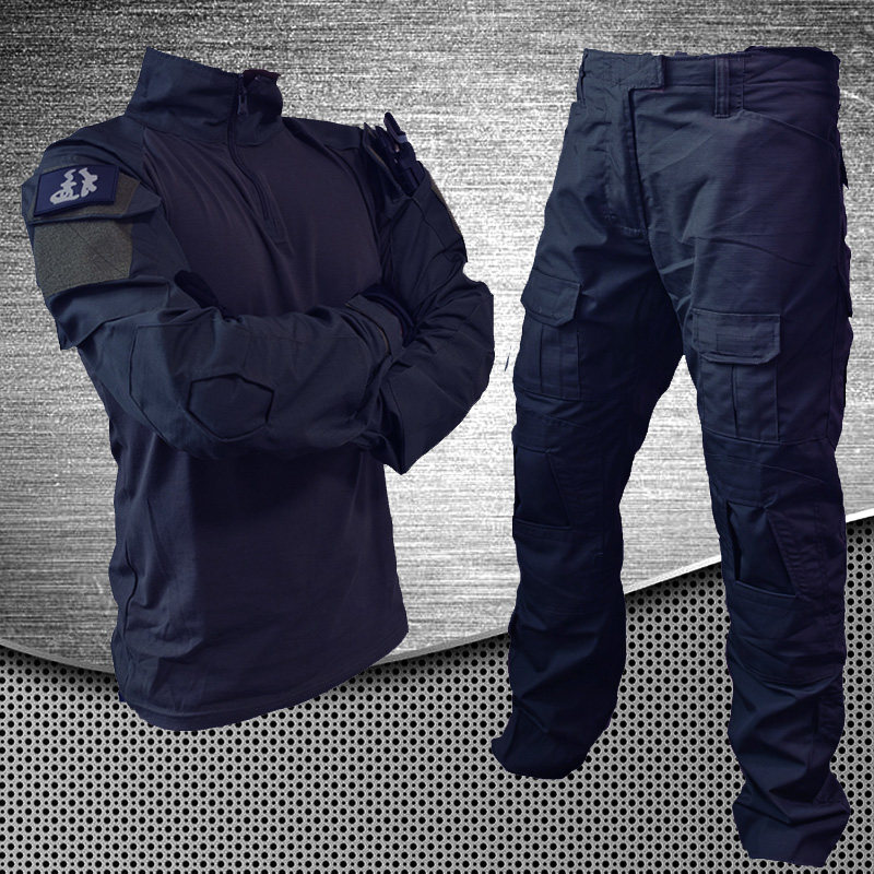 户外蓝色战术蛙服作训套装男户外训练耐磨多口袋长袖迷彩服cs教官