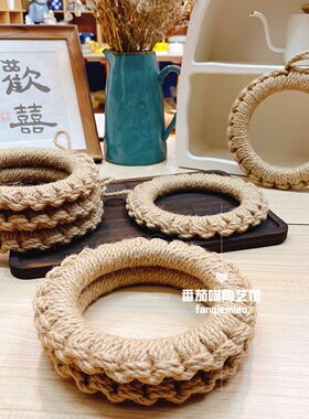 麻绳编织个性创意隔热垫加厚手编日式草编耐高温壁挂件厨房锅具垫