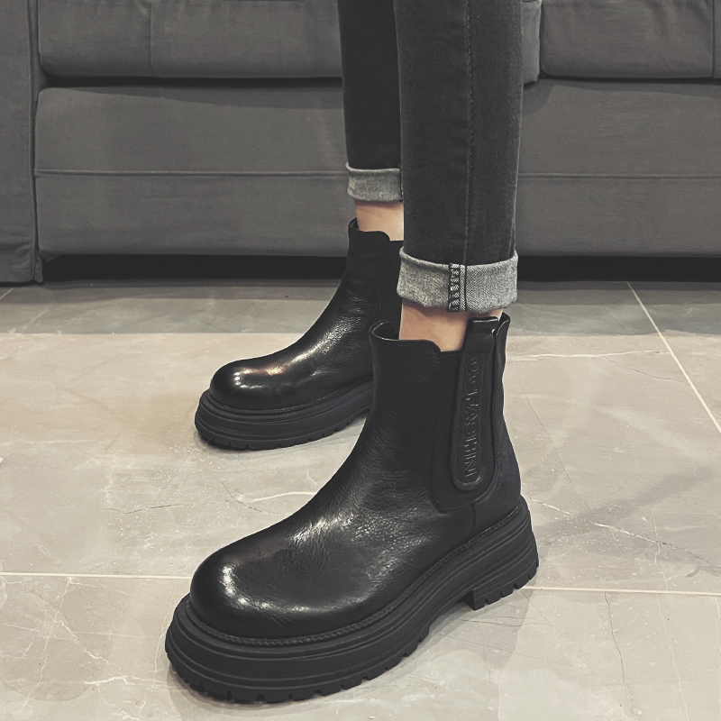 头层牛皮防滑舒适百搭烟筒靴