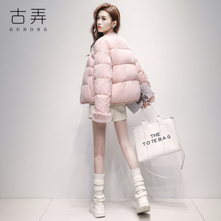 休闲短款羽绒服女2026冬季新款时尚宽松毛毛袖口小个子保暖外套