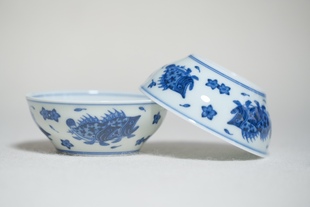 桃花鳜鱼 灯盏杯 9.2*3.6cm 远山堂 原立明堂画师亲献