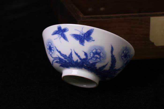 景德窑贵和祥 老贵和祥 蝶恋花杯