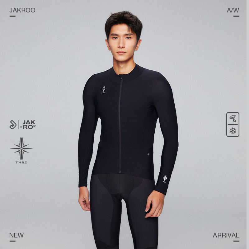 捷酷秋冬新品TB ONE男士抓绒长袖意大利进口面料加厚修身骑行上衣