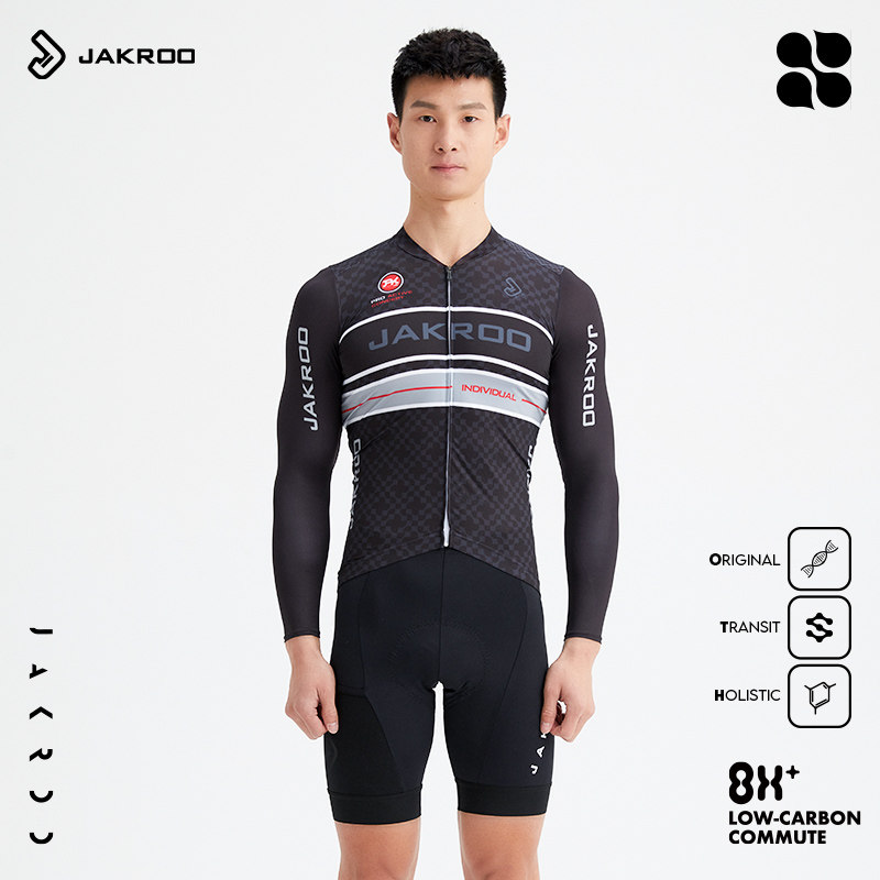 jakroo捷酷春夏薄款 ind花轮男士长袖骑行服公路自行车衣服外套
