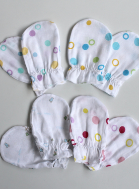 纯棉纱布婴儿手套 夏透气薄新生儿护手套新生手罩婴儿K3611