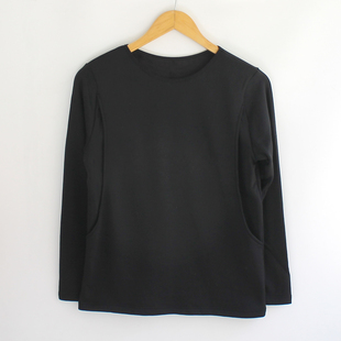 日式秋冬加绒保暖长袖孕妇打底衣侧开哺乳打底衣喂奶衣哺乳上衣