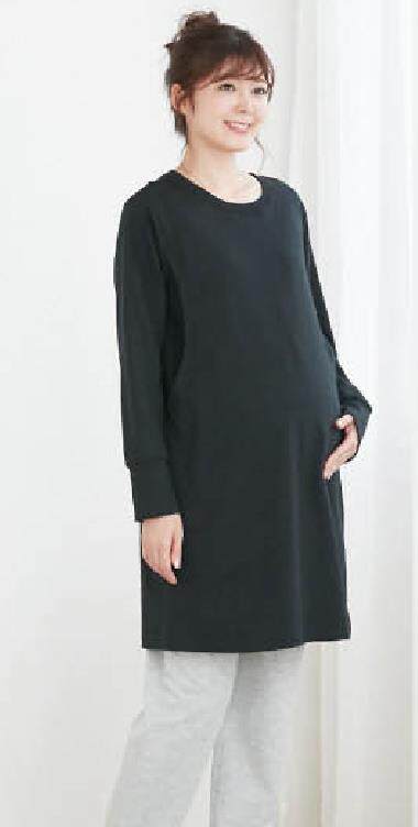 일본 수출 임산부 테리 스웨트 셔츠 중간 길이 출산 수유 스웨트 스커트 C521