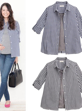 出口日本春秋孕妇长袖衬衣  外出哺乳衬衣Z166