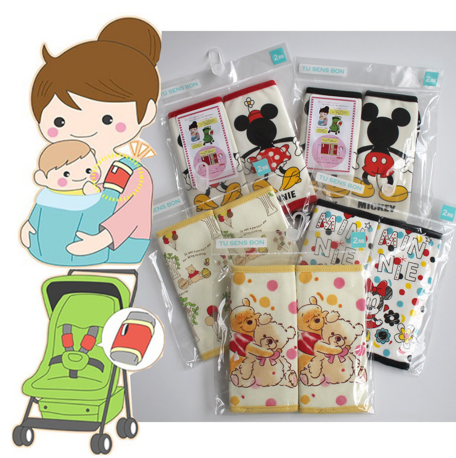 出口日本纯棉防水婴幼儿推车背带咬咬巾安全座椅肩带扣防咬巾