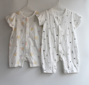 出口日本优品透气网眼婴幼儿前开连体衣夏薄短袖 爬服B535