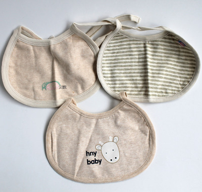 K409彩棉圆形防水口水巾  系带围嘴A345