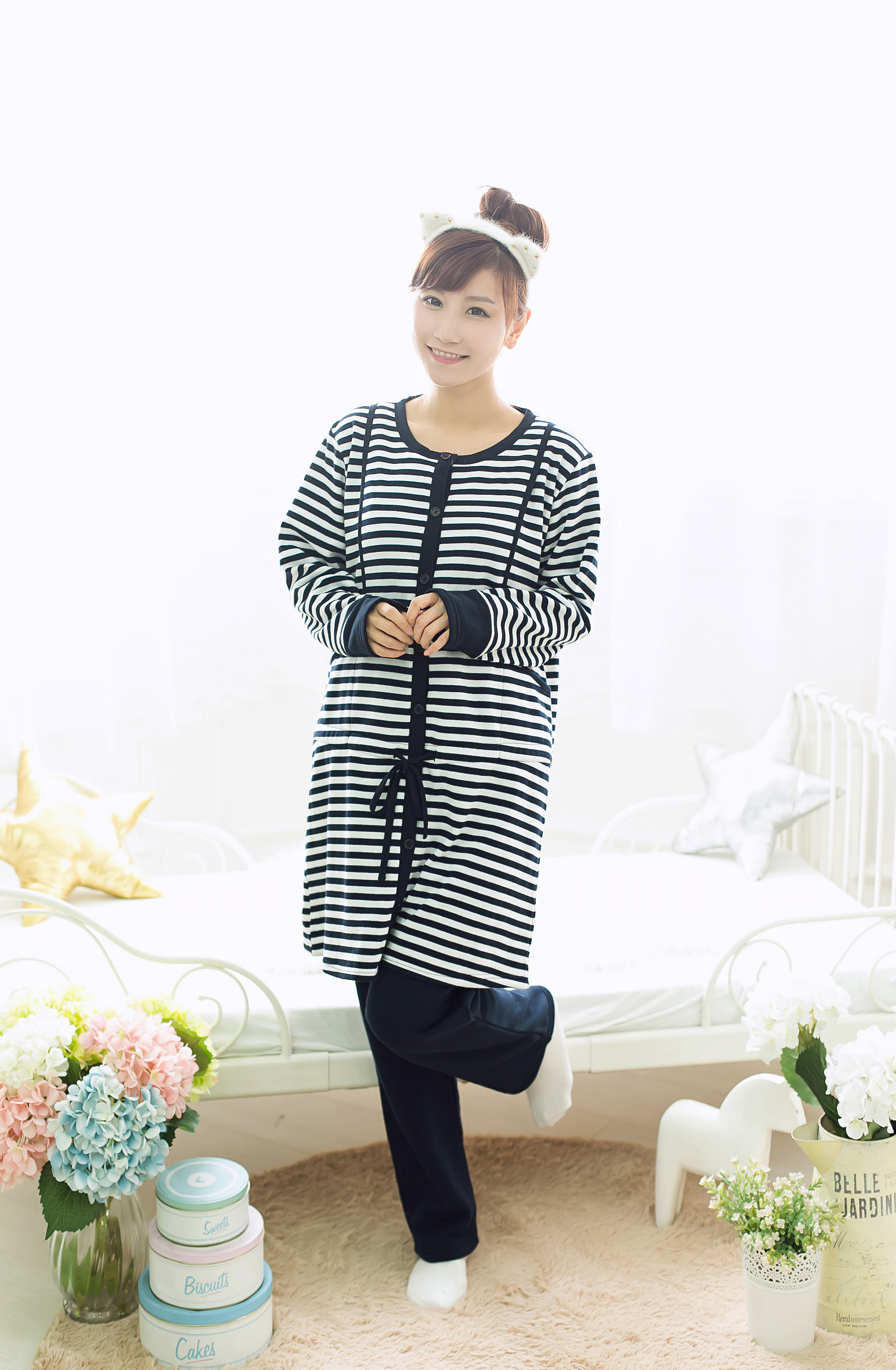 YR08 결함 가을 겨울 따뜻한 기모 요양원 의류 상의 감금 의류 상의 홈 가운 F706