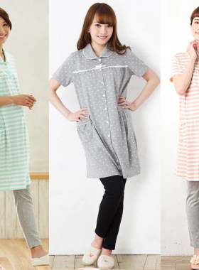 产妇家居服短袖哺乳套装