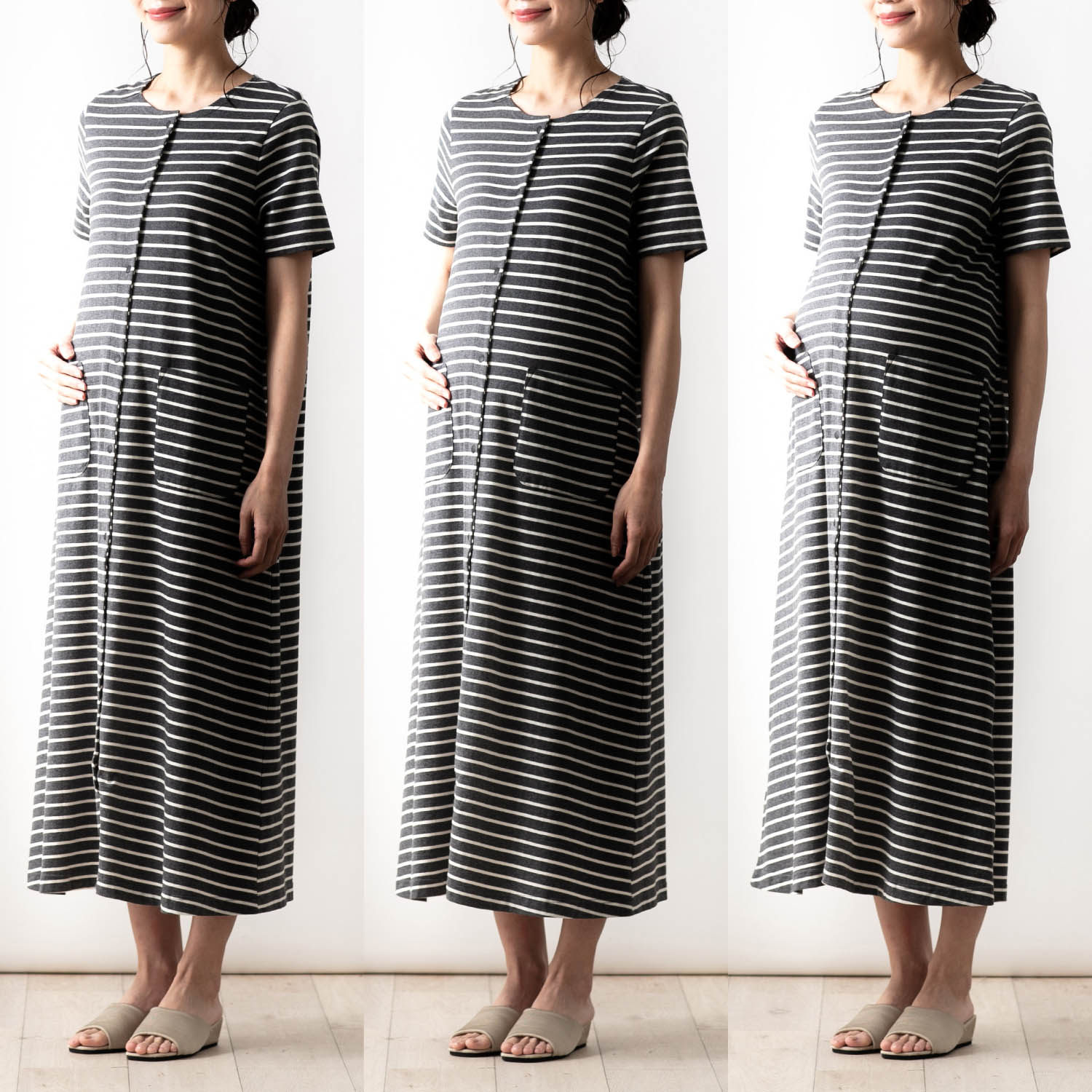 일본으로 수출되는 불량 산모 잠옷 가정 간호 가운 산모 수유 잠옷 감금복 W359