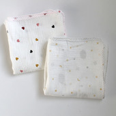 出口日本单片双层纯棉绉布薄新生儿包巾婴儿襁褓巾盖巾披风