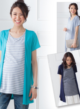 YT02出口孕妇短袖哺乳衣 侧掀式哺乳T恤喂奶外出服W419