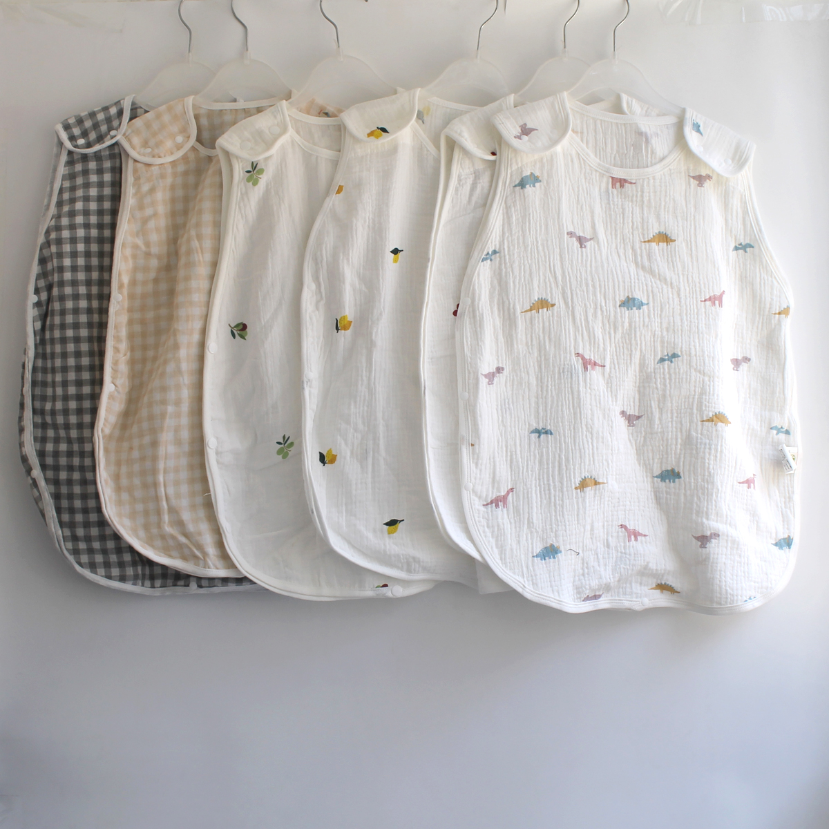 识货入出口日本春夏透气纯棉纱布双层婴儿睡袋4层婴幼儿马甲睡袋