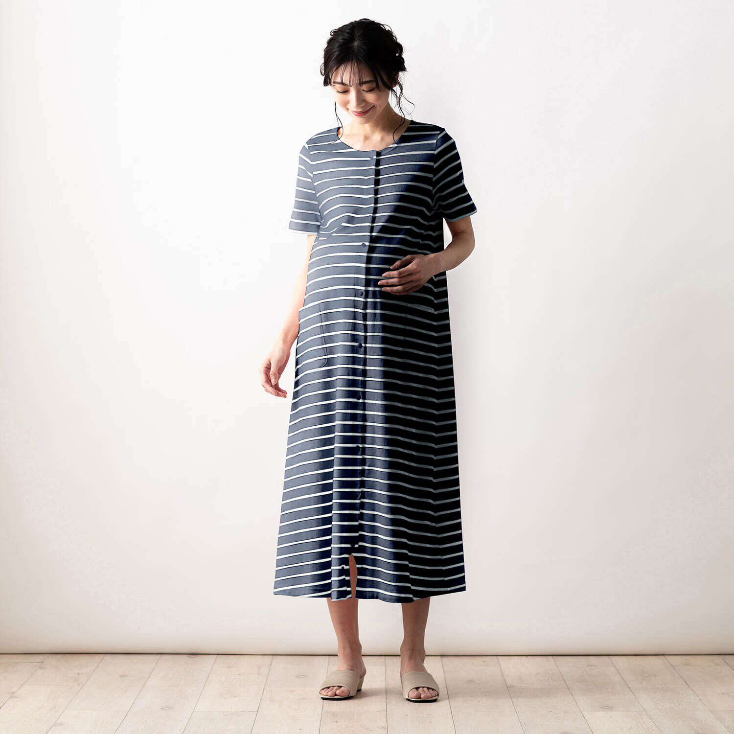 일본으로 수출되는 불량 산모 잠옷 가정 간호 가운 산모 수유 잠옷 감금복 W359