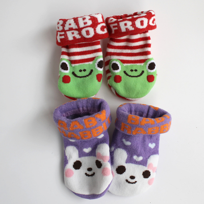 残次只售老顾客翻口两穿婴儿袜新生儿松口袜胶粒防滑宝宝袜K354