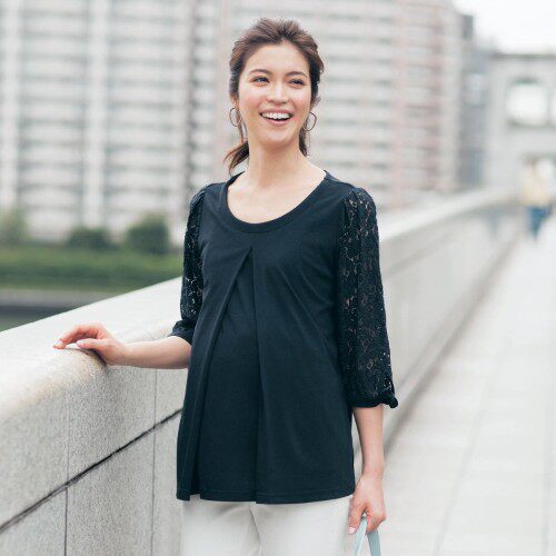 春夏蕾丝七分袖哺乳衣