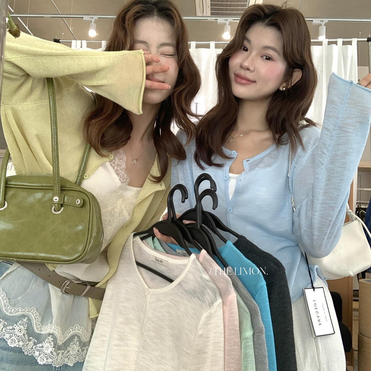 TL夏新款韩系糖果色多巴胺百搭圆领棉麻防晒长袖针织开衫女上衣