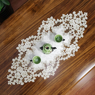 中式 布艺绣花桌布茶几巾桌旗桌垫镂空盖巾餐垫餐桌桌垫桌旗 欧式