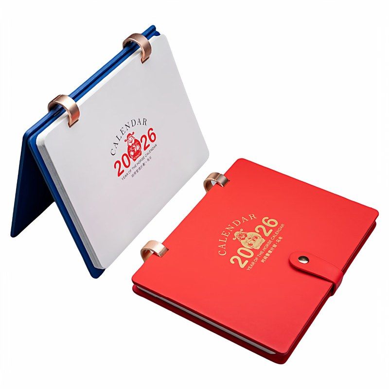 2026年创意笔记本式商务皮质台历