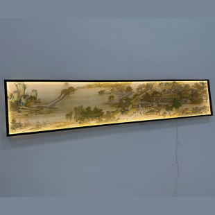 宋氏千里江山图清明上河图富春山居图挂式嵌入式丝绢沙画灯光挂画