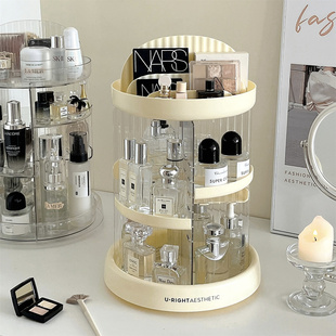 旋转收纳盒桌面化妆品置物架口红护肤品梳妆台亚克力透明整理架子