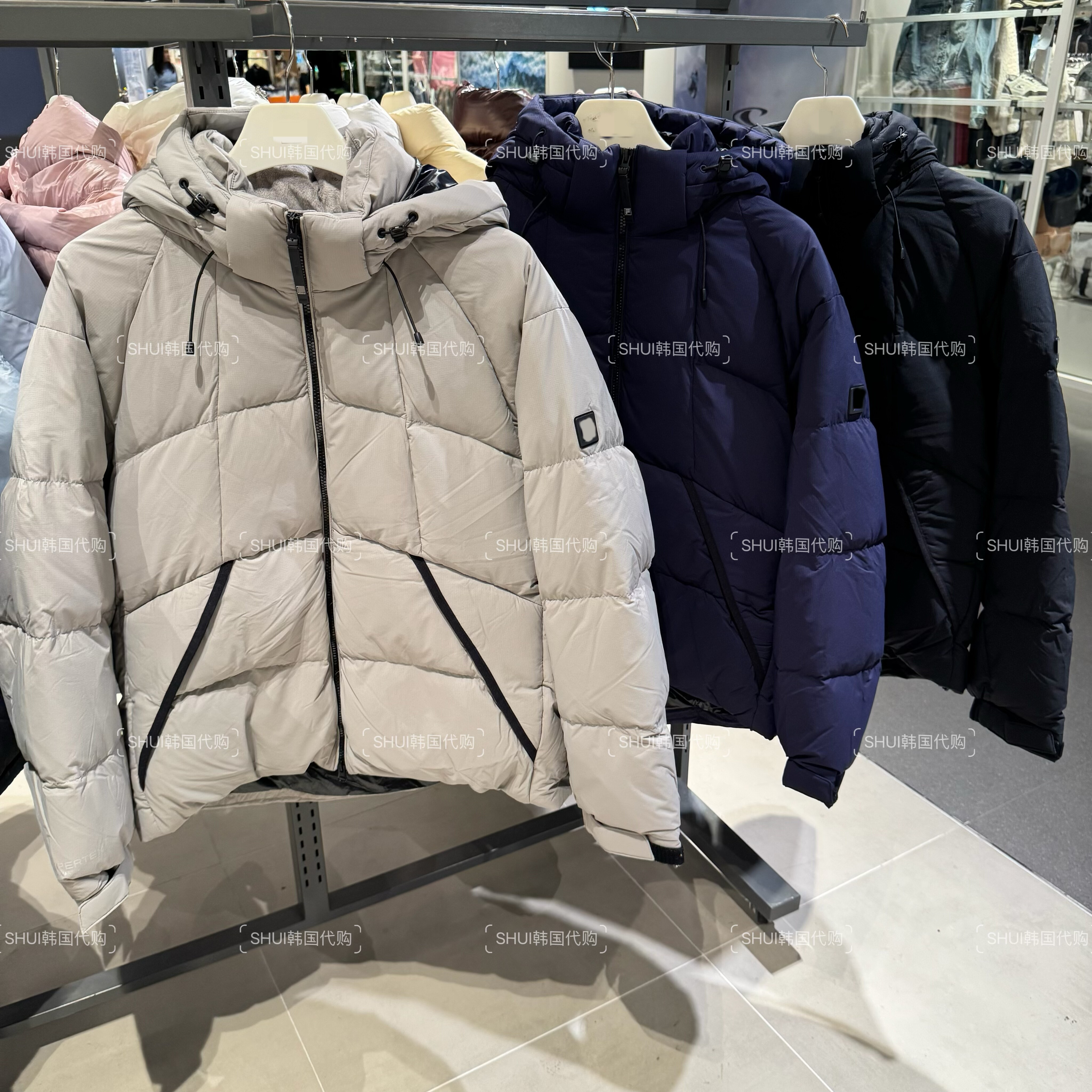 SHUI韩国代购FL24折扣男款连帽鸭绒羽绒服外套FS2DJG4107X不退换