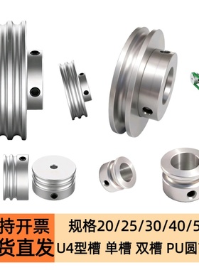 铝合金单槽双槽U槽O型4mmpu圆形皮带轮顶丝款小型电机马达皮带盘