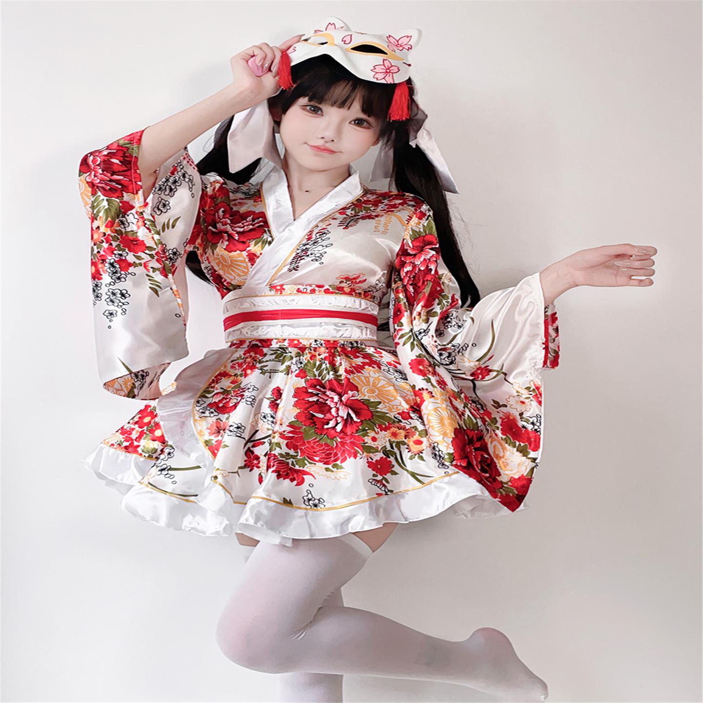 日本正装传统和服夏日和风印花改良浴衣和服女士套装cosplay服装