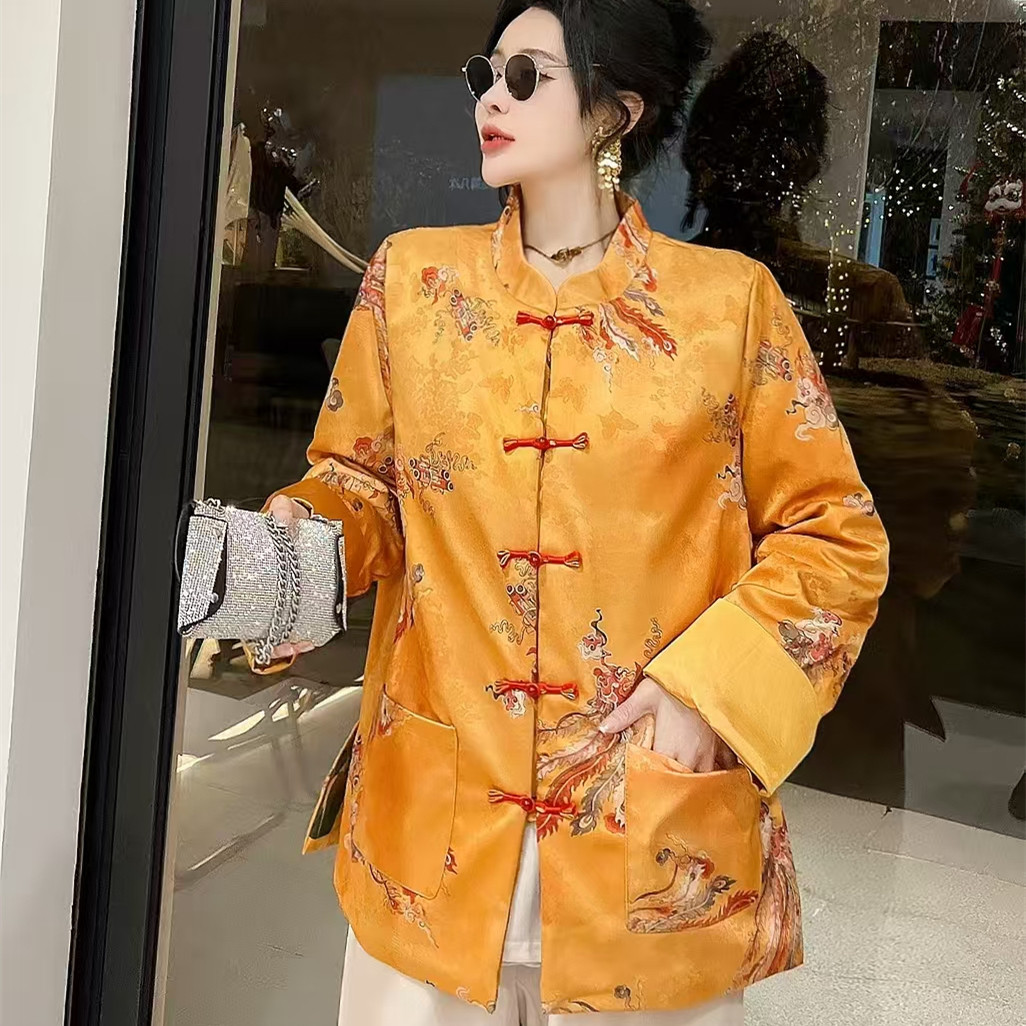 新中式唐装改良盘扣外套女春季大码高级感气质国潮风提花开衫上衣,女装/女士精品,短外套,淘宝优惠券,粉丝福利购,淘宝优惠卷