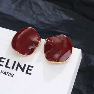 不规则扭曲圆片耳钉独特设计时尚 精致耳环轻奢高级感气质秋冬耳饰